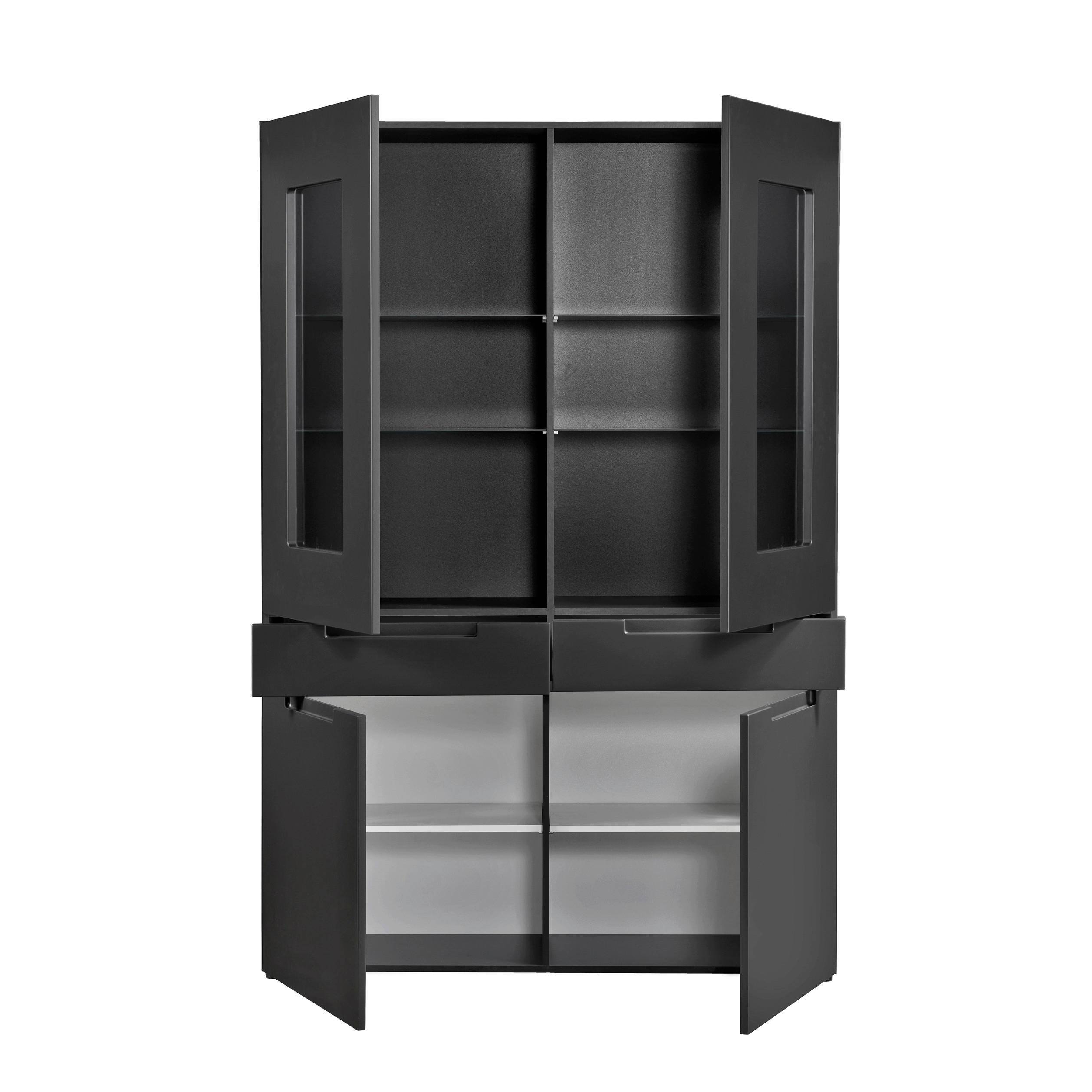 Hochschrank Mailand anthrazit matt MDF B/H/T: ca. 128x191x40 cm Mailand - anthrazit (128,00/191,00/40,00cm)
