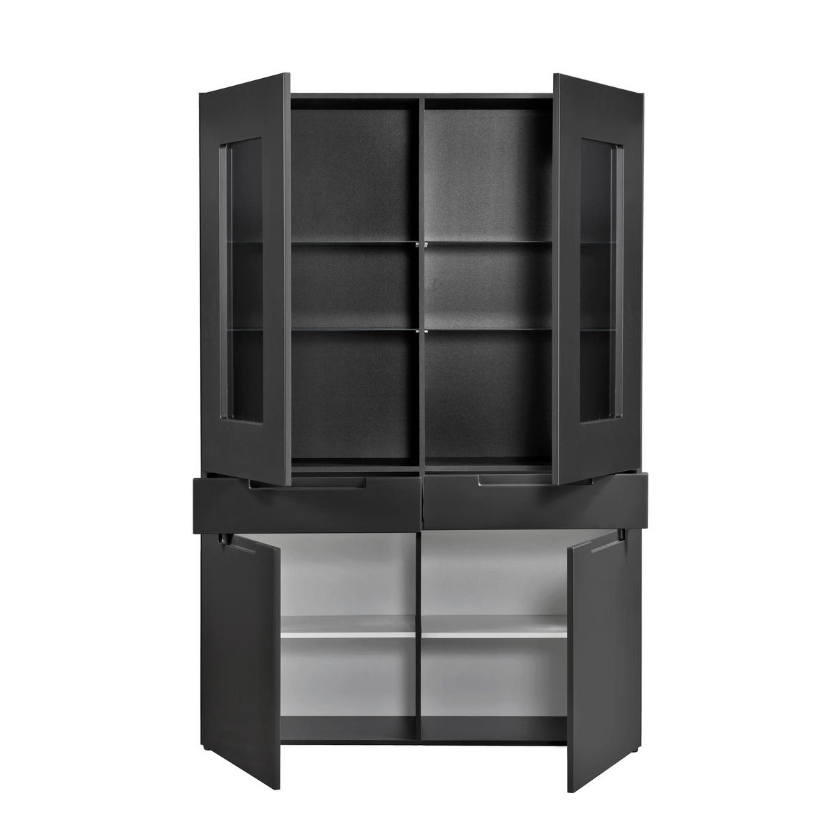 Hochschrank Mailand anthrazit matt MDF B/H/T: ca. 128x191x40 cm Mailand - anthrazit (128,00/191,00/40,00cm)