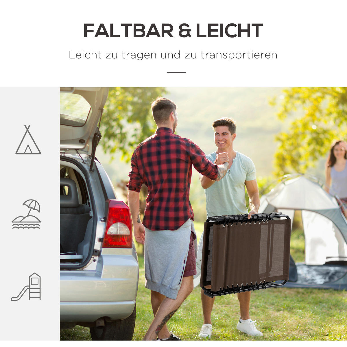 Outsunny Sonnenliege braun Stahl B/H/L: ca. 58x30x185 cm Sonnenliege - braun (185,00/58,00/30,00cm) - Outsunny