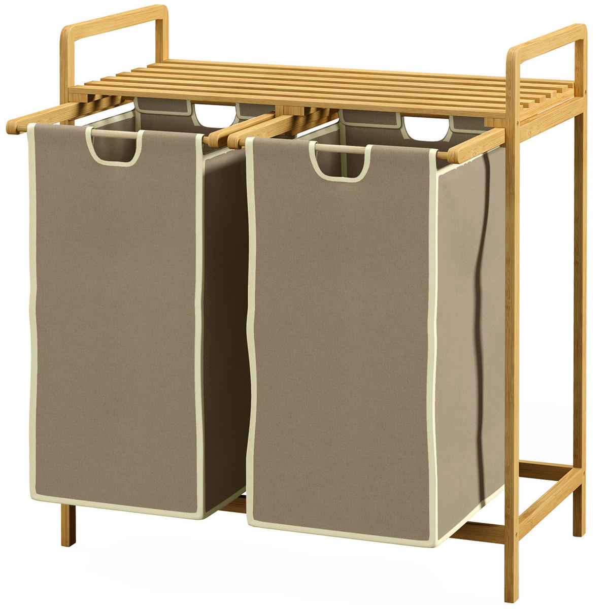 HOMCOM Wäschekorb creme B/H/L: ca. 33x63,5x73 cm Wäschekorb - natur/creme (73,00/33,00/63,50cm) - HOMCOM