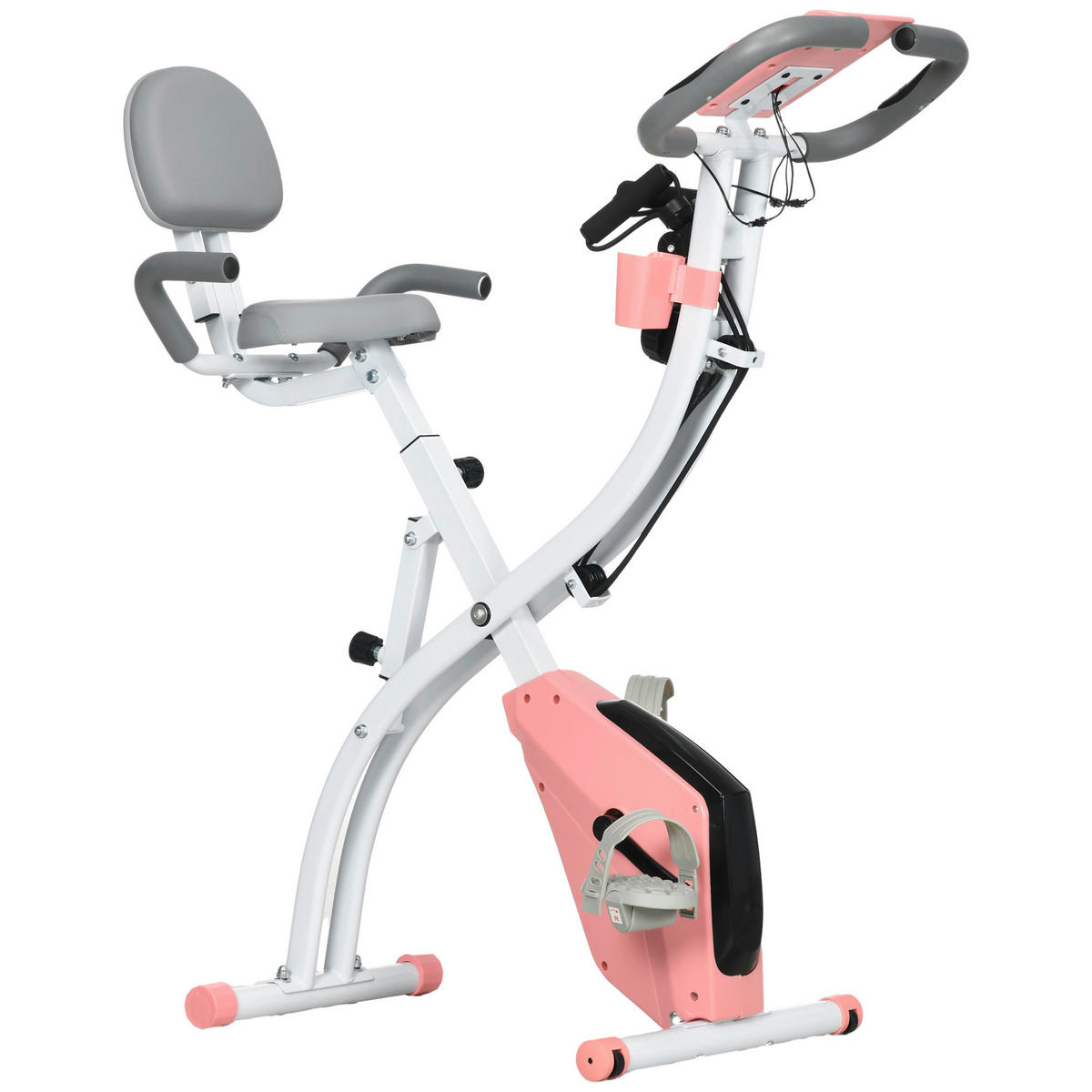 HOMCOM Fitness-Zubehör rosa Polypropylen B/H/L: ca. 51x97x115 cm Heimtrainer - weiß/rosa (115,00/51,00/97,00cm) - HOMCOM