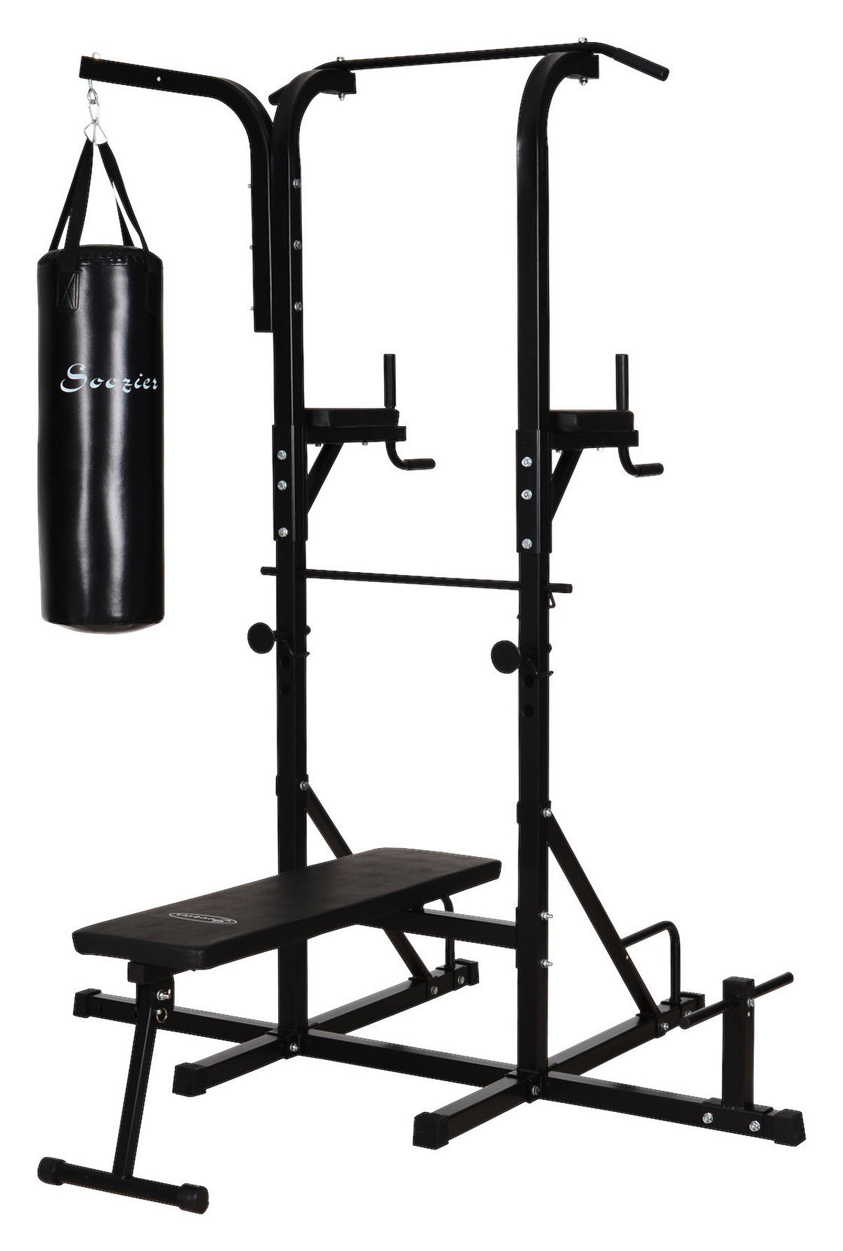 HOMCOM Kraftstation schwarz Stahl B/H/T: ca. 180x219x183 cm Kraftstation - schwarz (180,00/219,00/183,00cm) - HOMCOM