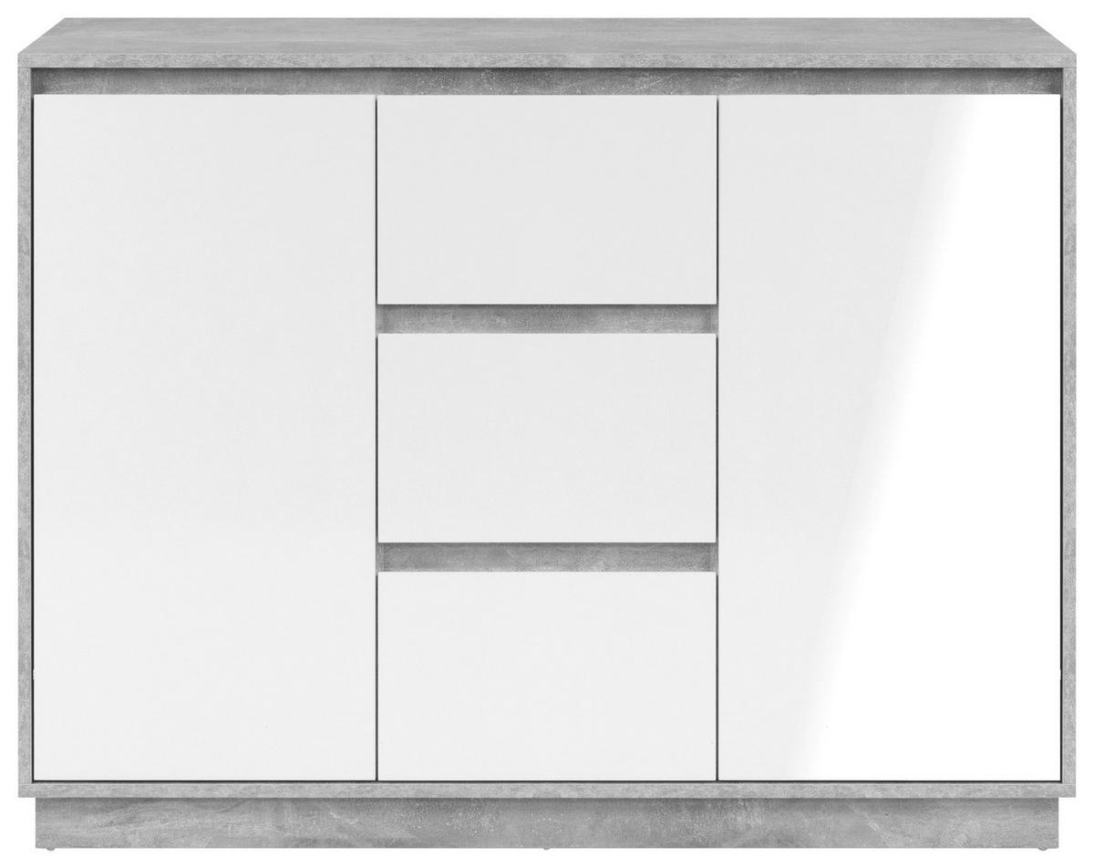 Kommode Phoenix Beton Optik weiß glänzend B/H/T: ca. 117x88x40 cm Phoenix - Beton/weiß (117,00/88,00/40,00cm)