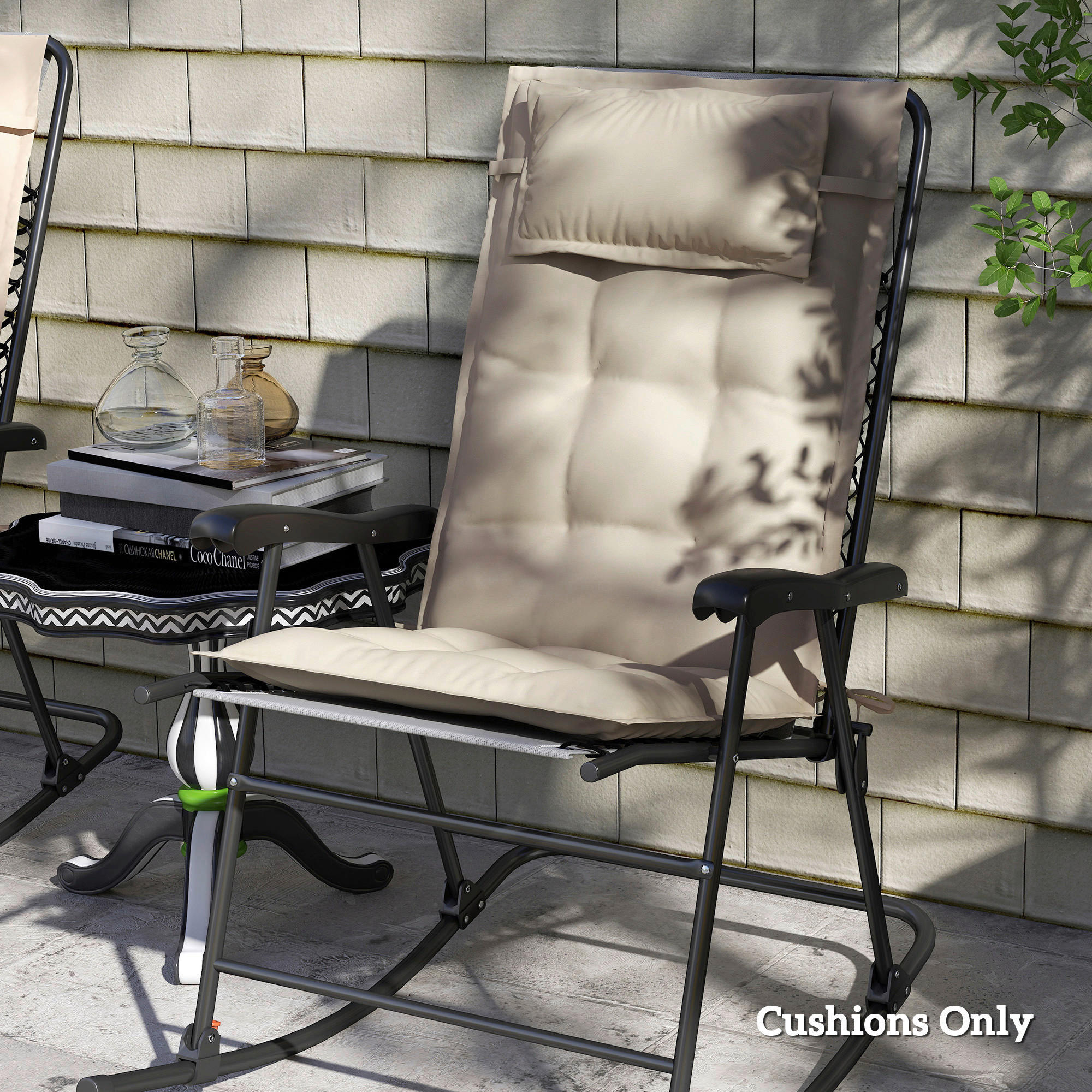 Thumbnail - Outsunny Liegenauflage 2er Set beige Polyester B/H/L: ca. 50x5x116 cm