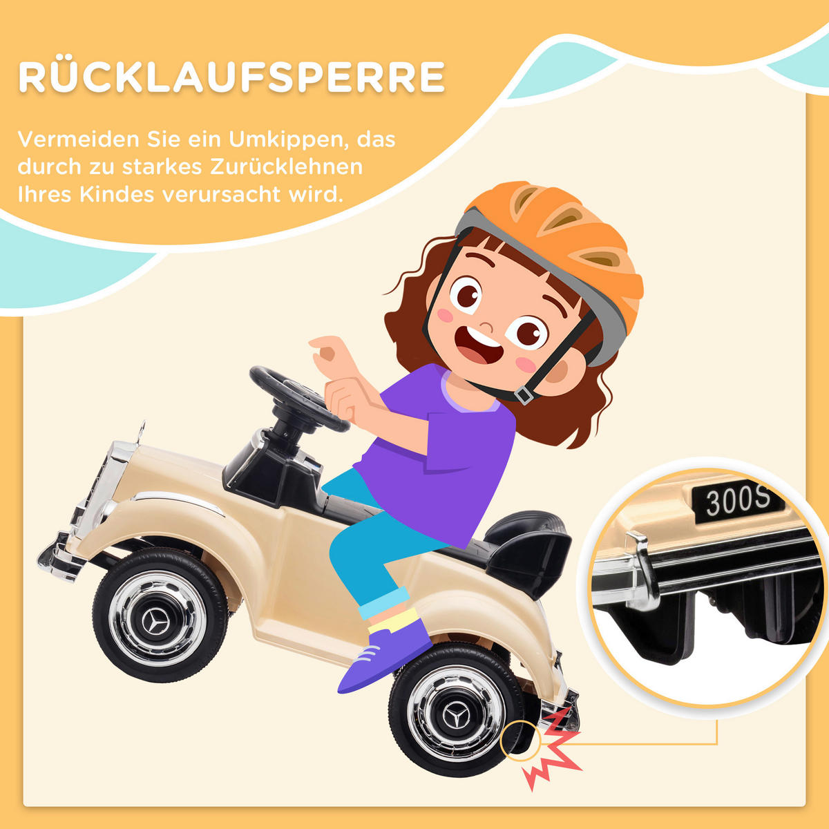 AIYAPLAY Rutschauto beige B/H/L: ca. 41,5x45x77,5 cm Rutschauto - beige (77,50/41,50/45,00cm) - AIYAPLAY