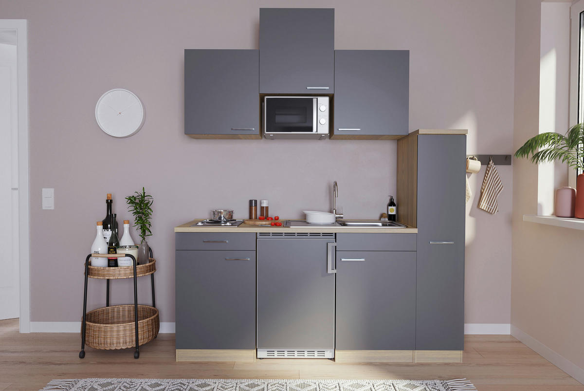 Respekta Küchenblock Economy grau B/H/T: ca. 180x200x60 cm Economy - Eiche/grau (180,00/200,00/60,00cm) - Respekta