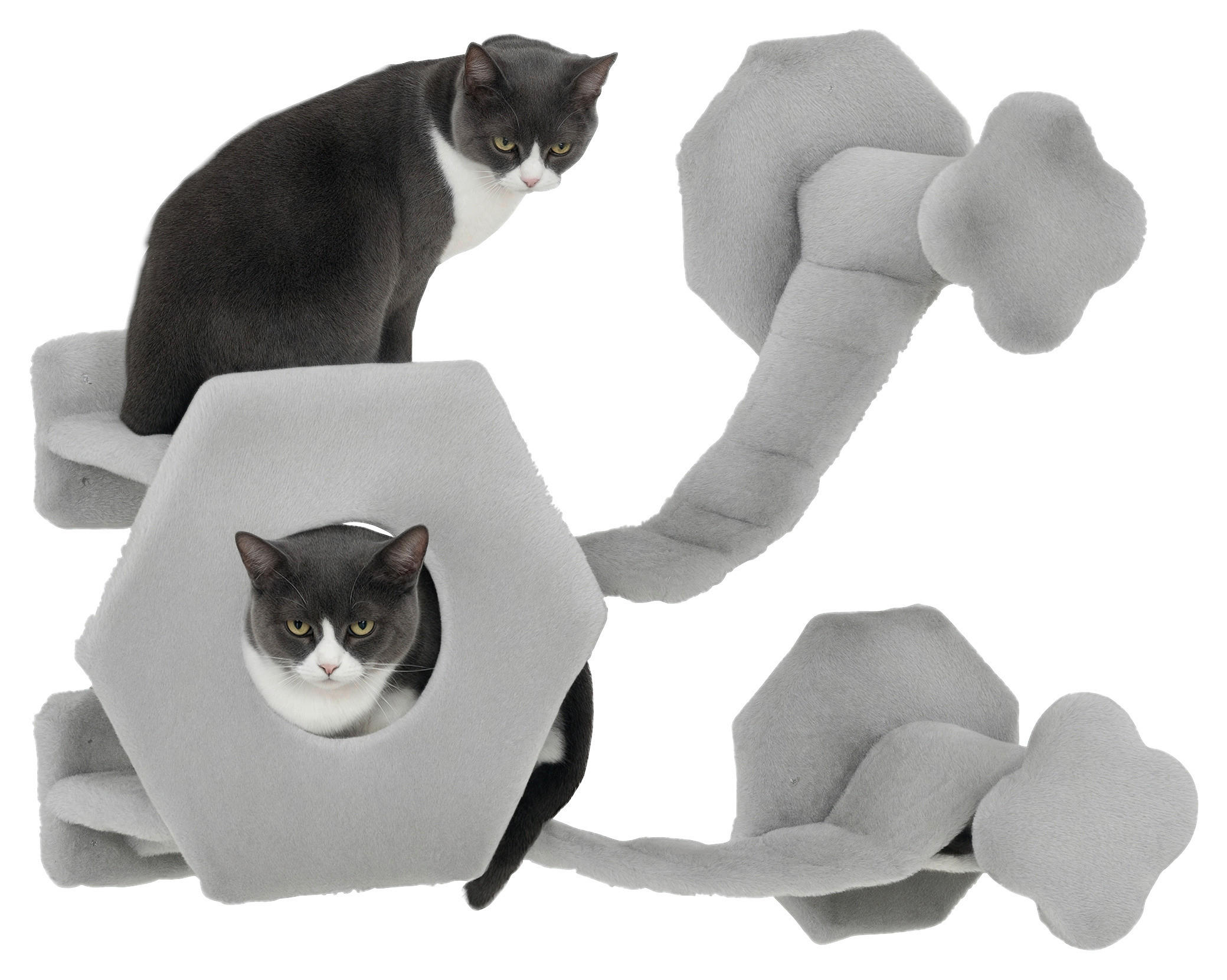 PawHut Katzen Kletterwand hellgrau Spanplatte B/H/L: ca. 30x38x154 cm Katzen Kletterwand - hellgrau (154,00/30,00/38,00cm) - PawHut