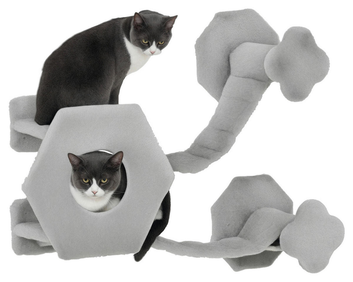 PawHut Katzen Kletterwand hellgrau Spanplatte B/H/L: ca. 30x38x154 cm Katzen Kletterwand - hellgrau (154,00/30,00/38,00cm) - PawHut