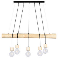 SPOT Light Pendelleuchte  SP-69315550 Trabo Pino natur schwarz Holz Metall H/L/D: ca. 140x115x10 cm E27 5 Brennstellen Trabo Pino - natur/schwarz (10,00/140,00cm) - SPOT Light
