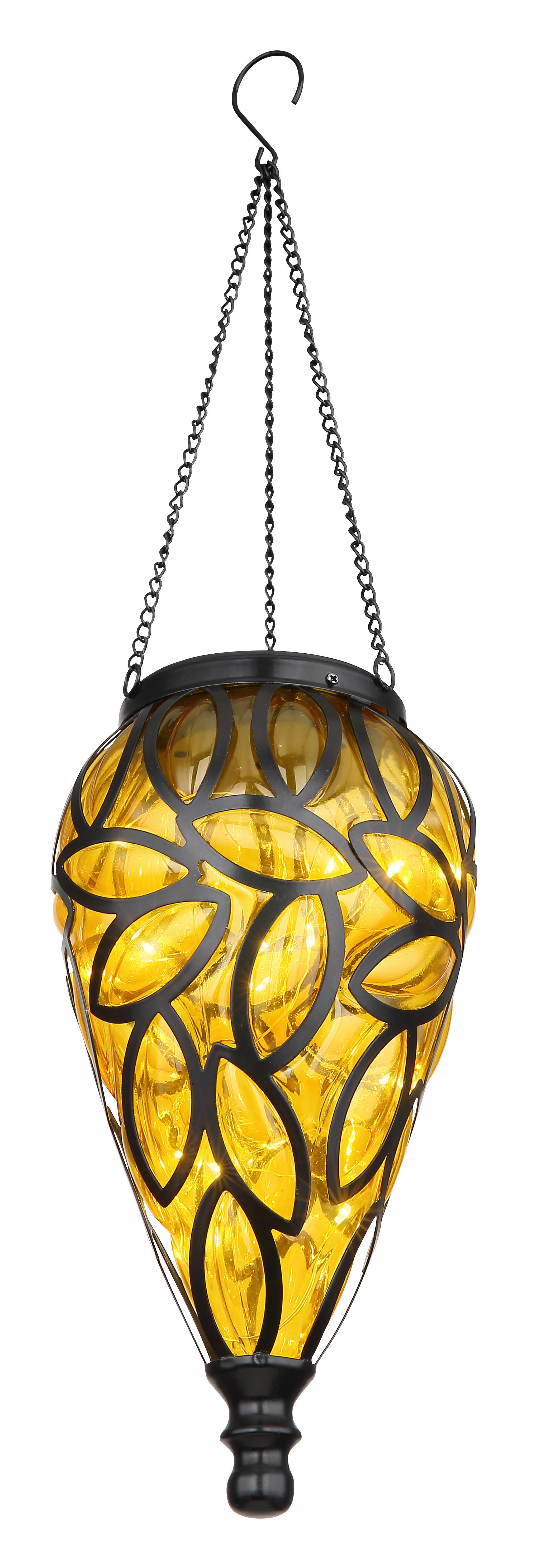 LED-Solarleuchte schwarz amber Metall Kunststoff H/D: ca. 50x13,5 cm SOLAR - schwarz/amber (13,50/50,00cm) - GLOBO