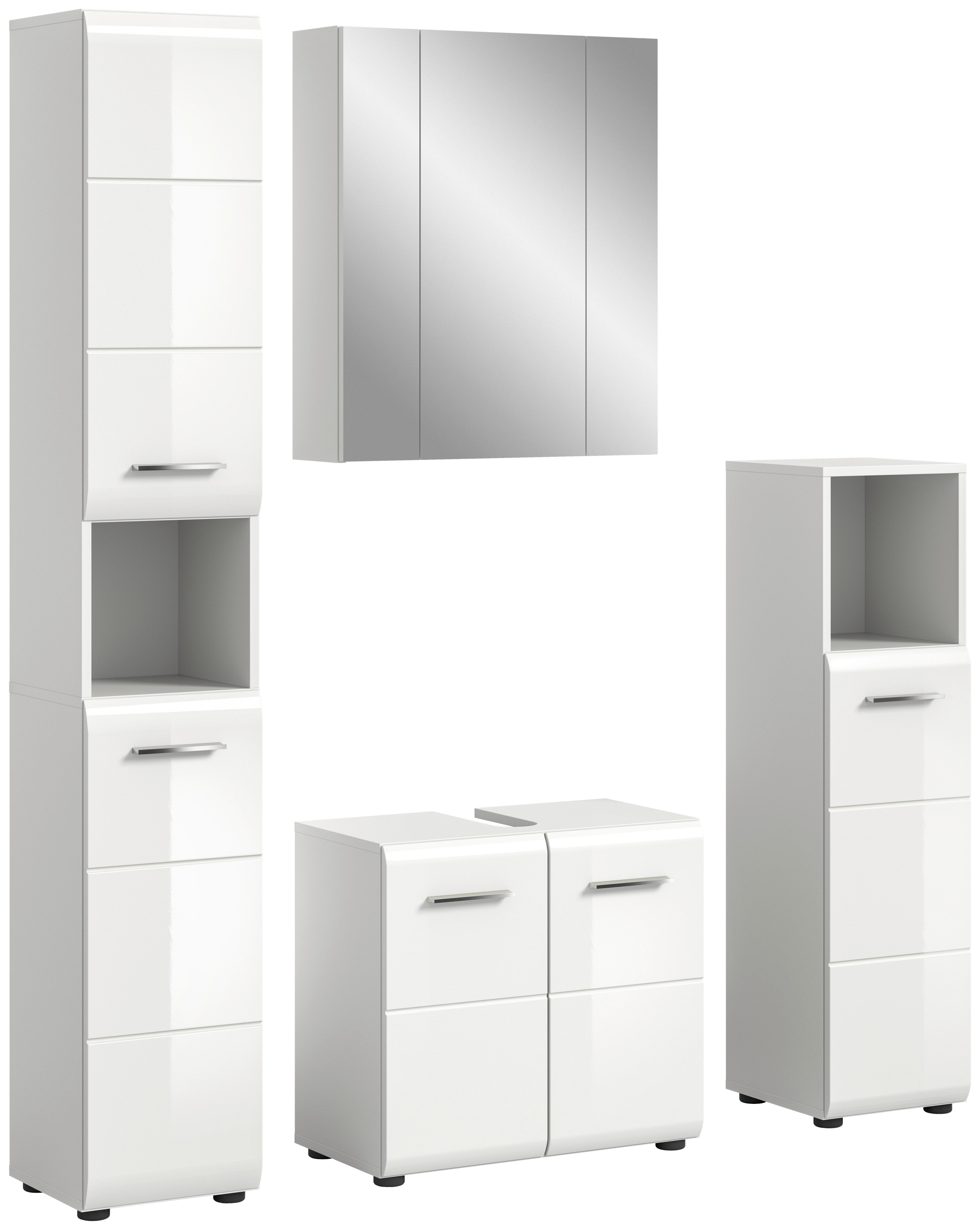 Badezimmer-Set Ice weiß weiß Hochglanz B/H/T: ca. 150x185x30 cm Ice - weiß (150,00/185,00/30,00cm) - xonox.home