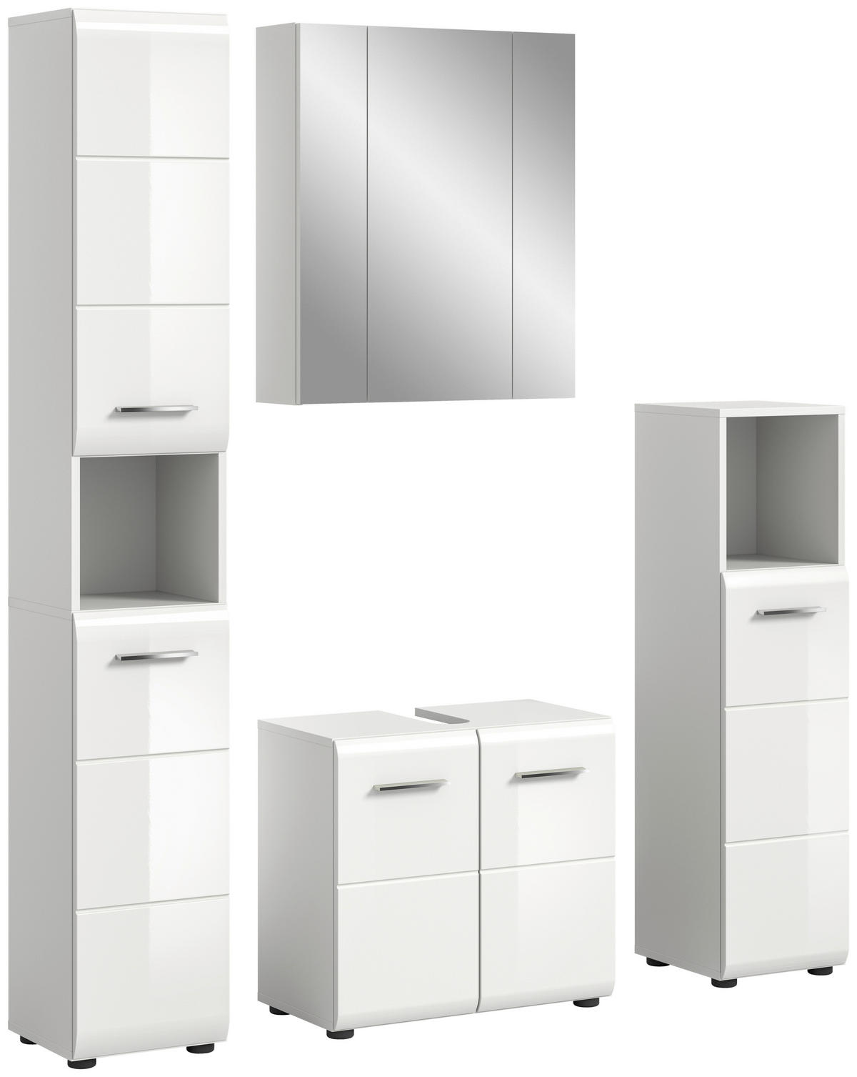 Badezimmer-Set Ice weiß weiß Hochglanz B/H/T: ca. 150x185x30 cm Ice - weiß (150,00/185,00/30,00cm) - xonox.home