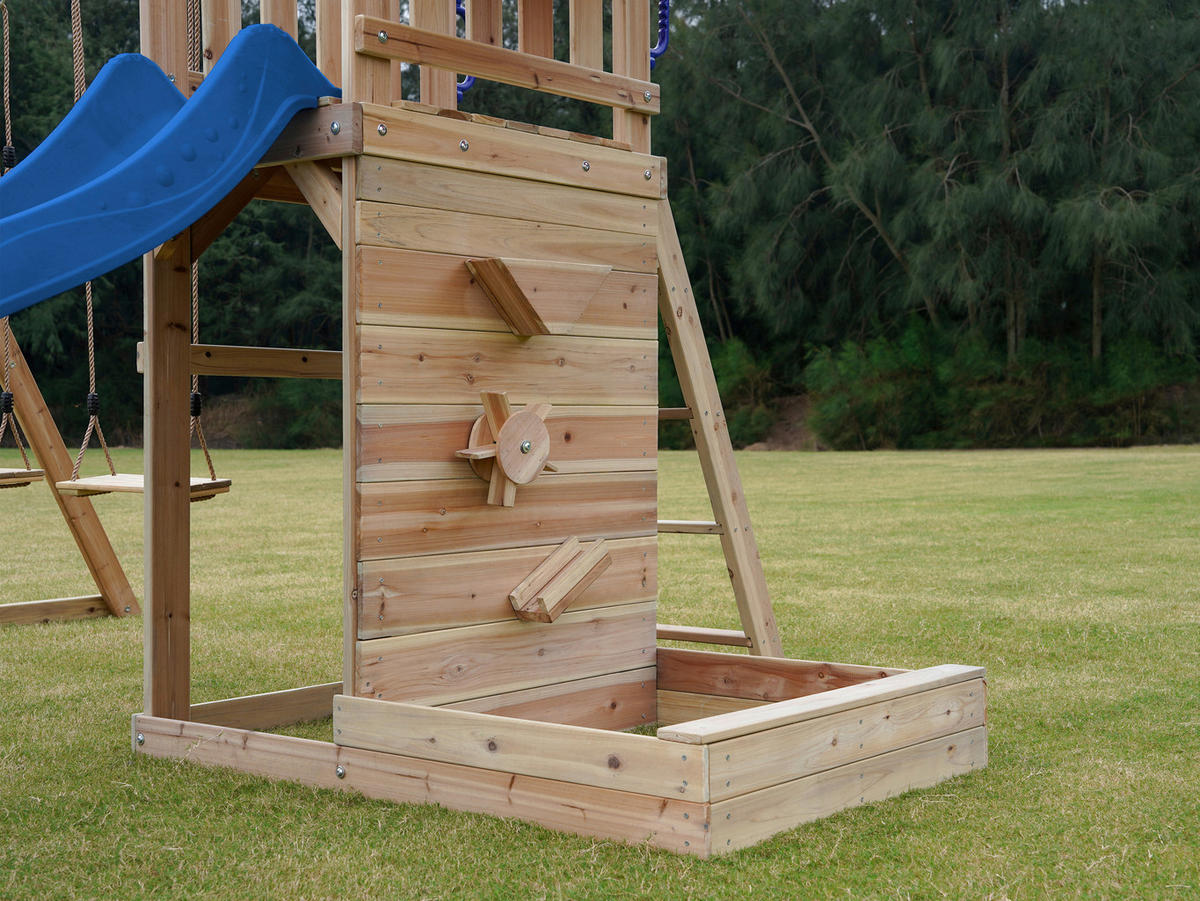 AXI Spielturm Malik braun B/H/L: ca. 345x270x336 cm Malik - braun/blau (336,00/345,00/270,00cm) - AXI
