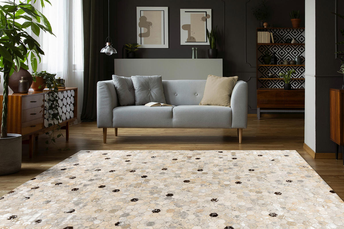 Padiro Flachflorteppich Lavin 1025 silber B/H/L: ca. 80x0,8x150 cm Lavin 1025 - silber/grau (150,00/80,00/0,80cm) - Padiro