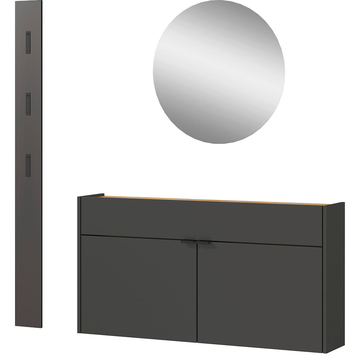 Garderobe 7939-549 B/H/T: ca. 140x200x22 cm 7939-549 - Eiche/Graphit (140,00/200,00/22,00cm) - Germania