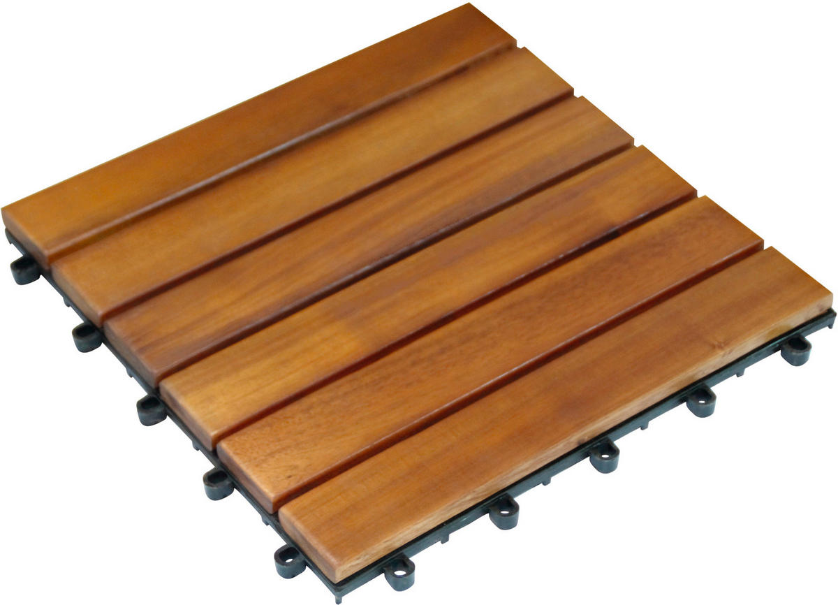 Terrassenfliese Akazie, 9 Stück im Paket braun B/L: ca. 30x30 cm Akazie, 9 Stück im Paket - braun (30,00/30,00/2,40cm)