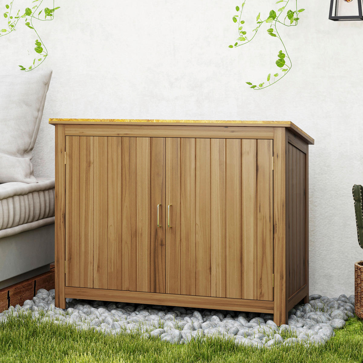 Outsunny Gartenschrank braun Holz B/H/L: ca. 50x85x110 cm Gartenschrank - braun (110,00/50,00/85,00cm) - Outsunny