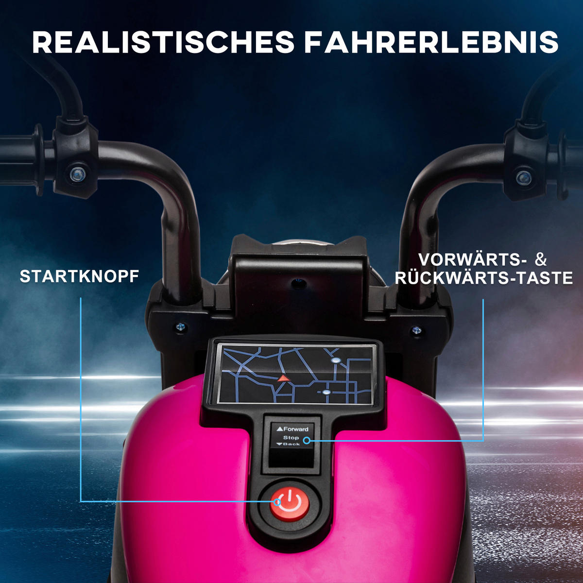 HOMCOM Kinderauto rosa B/H/L: ca. 42x76x57 cm Elektromotorrad - schwarz/rosa (57,00/42,00/76,00cm) - HOMCOM