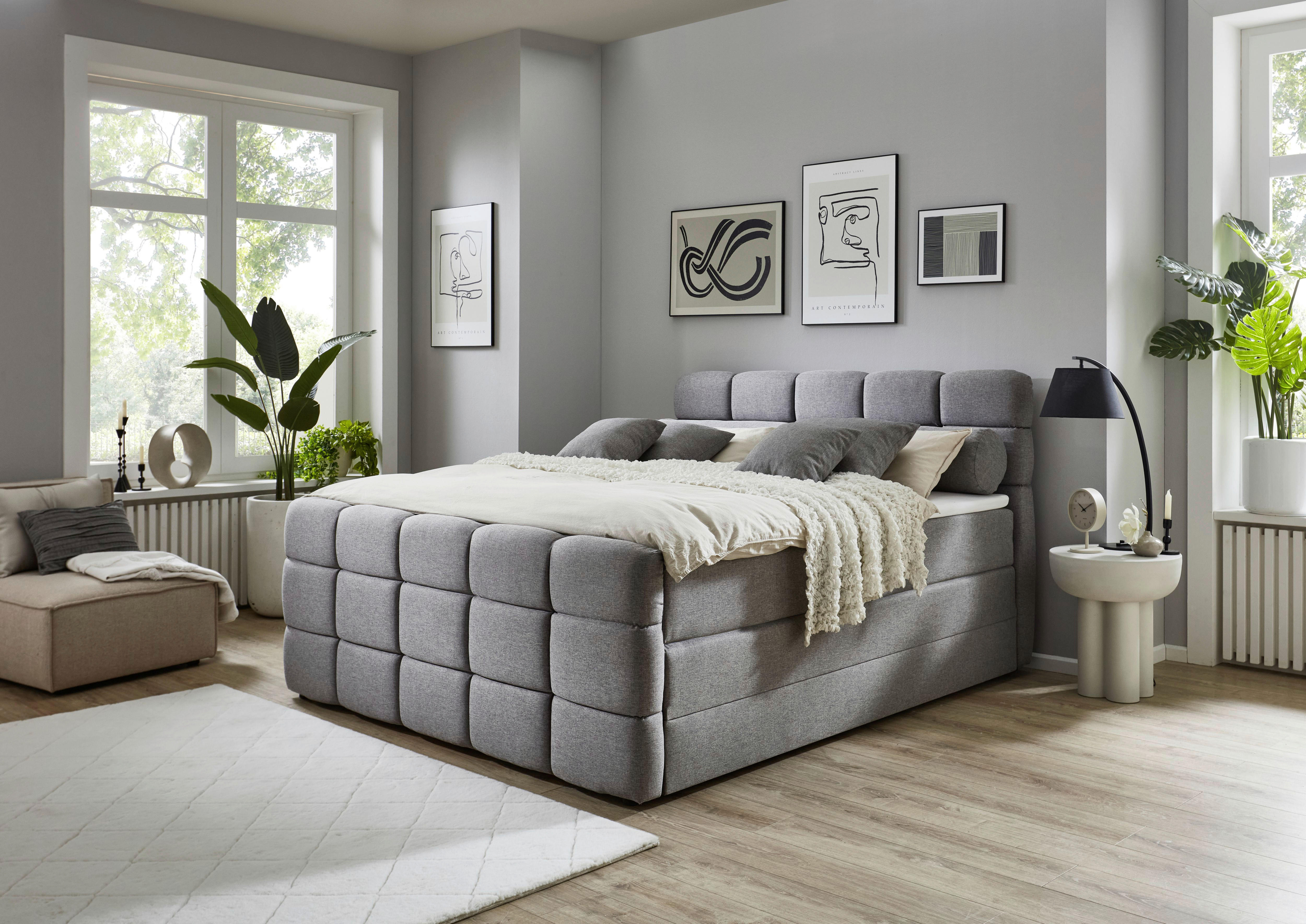 Boxspringbett Lugano hellgrau Liegefläche B/L: ca. 180x200 cm Lugano - hellgrau (190,00/119,00/220,00cm)