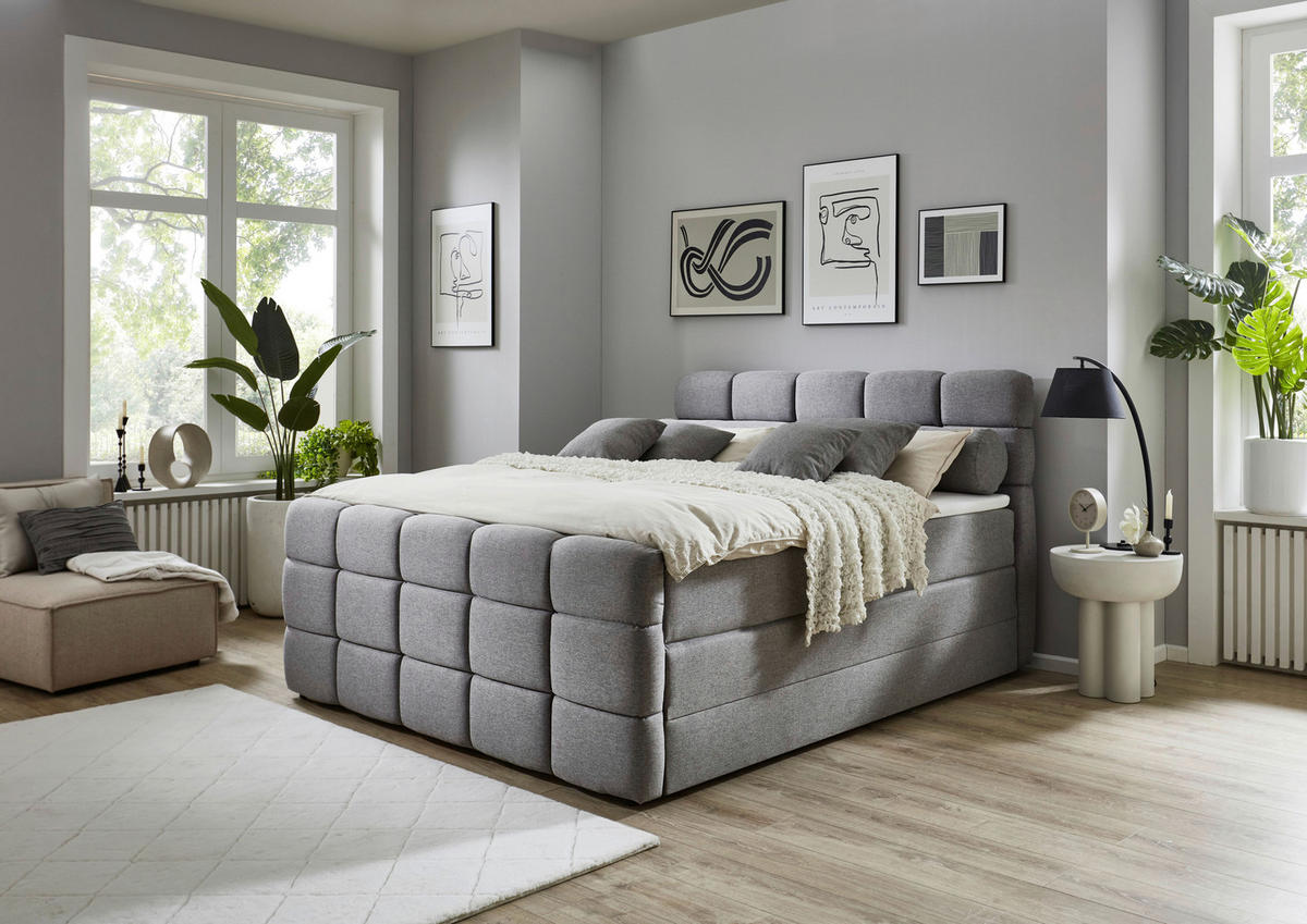 Boxspringbett Lugano hellgrau Liegefläche B/L: ca. 180x200 cm Lugano - hellgrau (190,00/119,00/220,00cm)