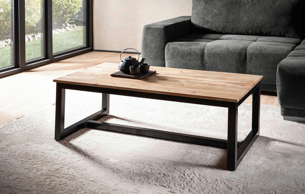 Couchtisch natur schwarz B/H/T: ca. 110x40x60 cm Couchtisch - natur/schwarz (110,00/40,00/60,00cm) - Wohnling
