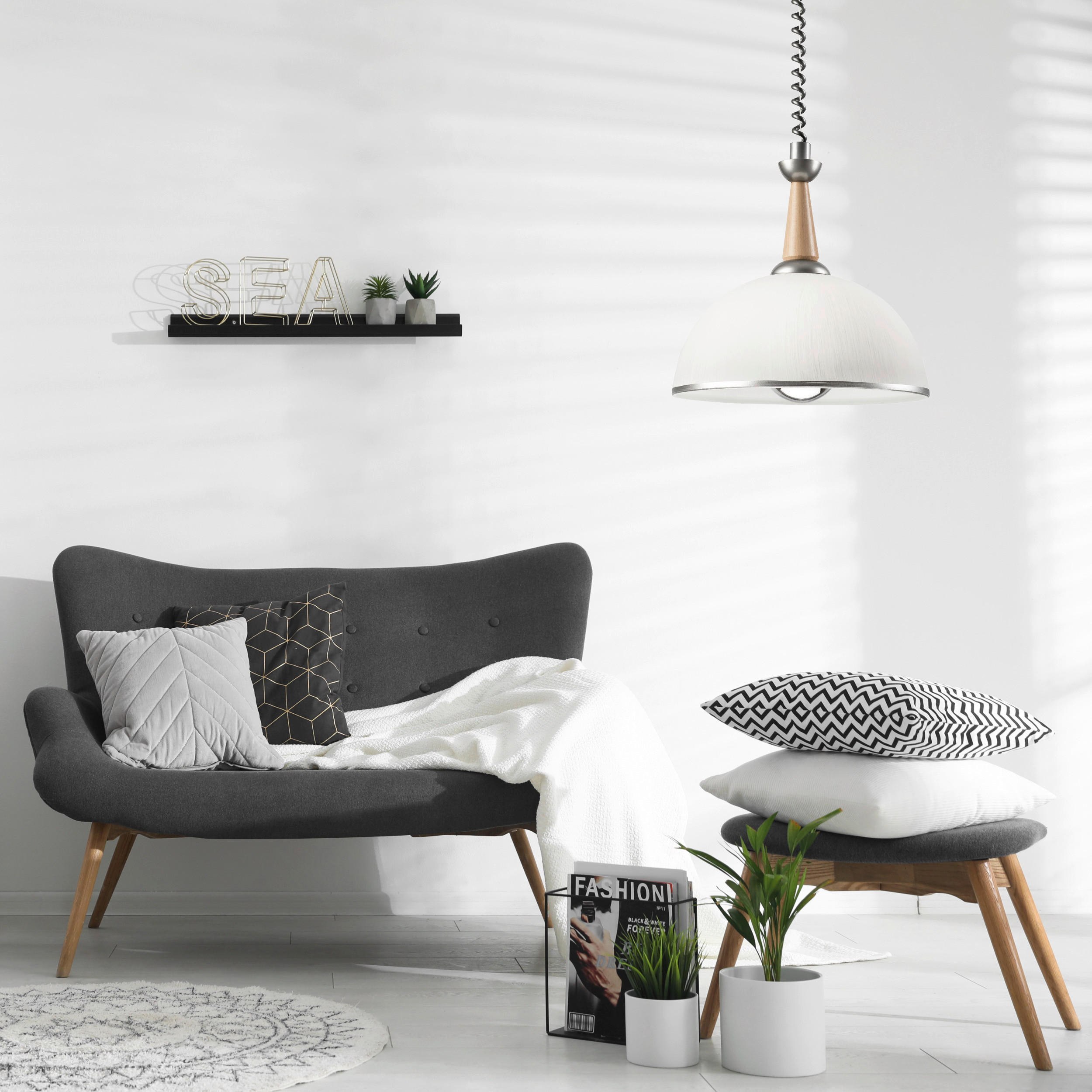 Thumbnail - Lamkur Deckenleuchte silber Glas B/H/L: ca. 64x30x64 cm E27 1 Brennstellen