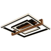 GLOBO LED-Deckenleuchte Opal dunkelbraun mattschwarz Holz Metall Kunststoff B/H/L: ca. 55x11,5x50 cm 1 Brennstellen DELORIS - dunkelbraun/Opal (50,00/55,00/11,50cm) - GLOBO
