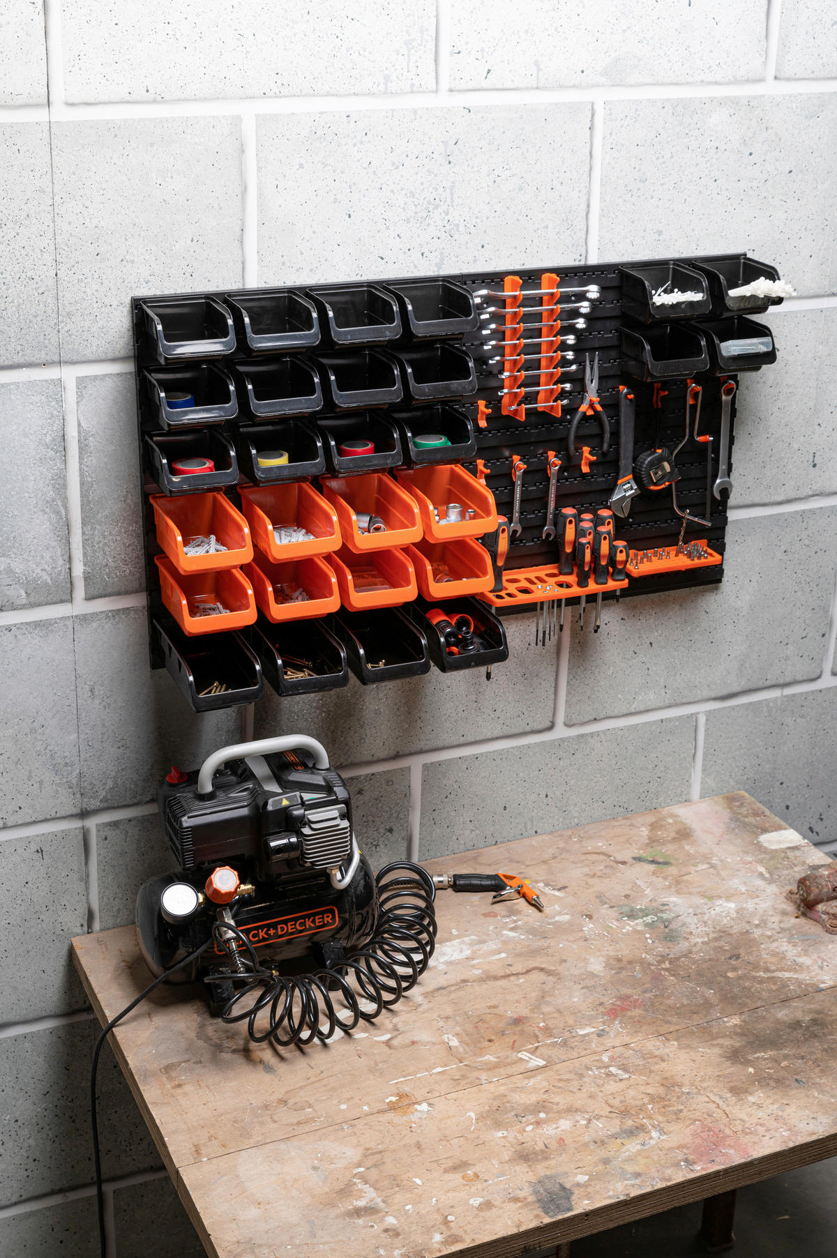 BLACK+DECKER Werkzeugwand orange B/H/L: ca. 14,2x56,3x50 cm Werkzeugwand_43tlg. - orange/schwarz (50,00/14,20/56,30cm) - BLACK+DECKER