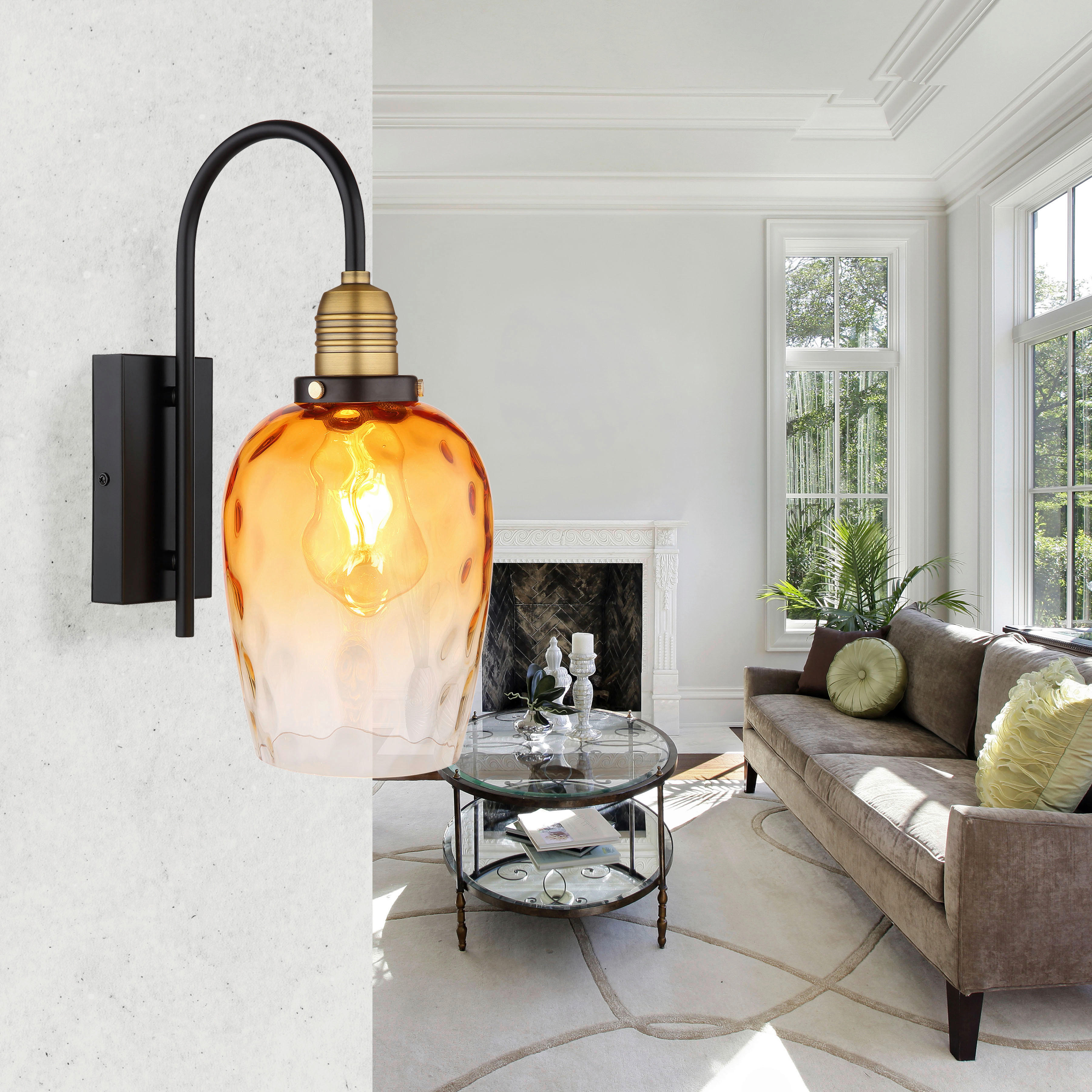 GLOBO Wandleuchte klar schwarz Metall B/H: ca. 15x35 cm E27 1 Brennstellen SALVY - klar/schwarz (15,00/35,00cm) - GLOBO