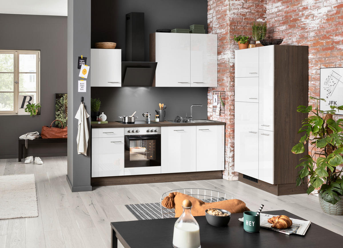 Impuls Küchenblock IP4050 weiß Hochglanz B/T: ca. 310x60 cm IP4050 - Eiche/weiß (310,00/60,00cm) - Impuls