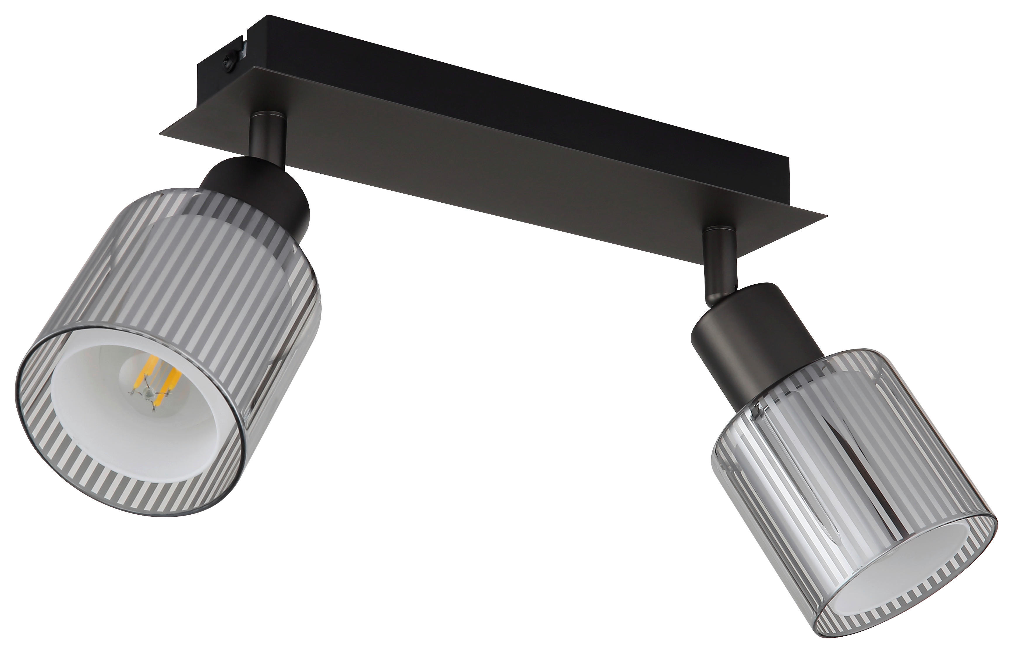 GLOBO Strahler schwarz Chrom Metall Glas B/H/L: ca. 10x30x13 cm E14 2 Brennstellen Strahler-Villegas - schwarz/Chrom (13,00/10,00/30,00cm) - GLOBO