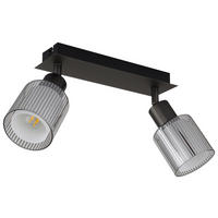 GLOBO Strahler schwarz Chrom Metall Glas B/H/L: ca. 10x30x13 cm E14 2 Brennstellen Strahler-Villegas - schwarz/Chrom (13,00/10,00/30,00cm) - GLOBO