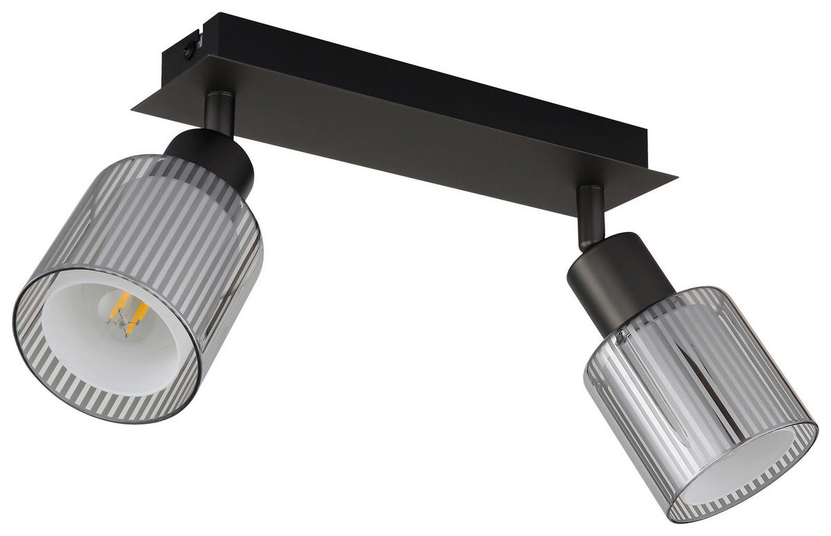 GLOBO Strahler schwarz Chrom Metall Glas B/H/L: ca. 10x30x13 cm E14 2 Brennstellen Strahler-Villegas - schwarz/Chrom (13,00/10,00/30,00cm) - GLOBO