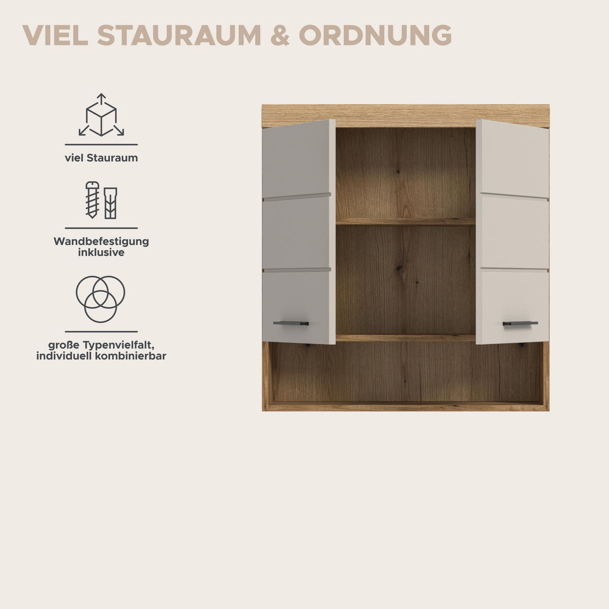 Badhängeschrank Scout Evoke Oak Nachbildung Kaschmirgrau Nachbildung B/H/T: ca. 74x79x24 cm Scout - Kaschmirgrau (74,00/79,00/24,00cm) - xonox.home