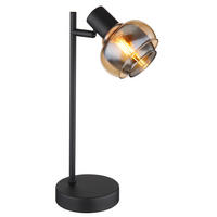 GLOBO Tischleuchte schwarz Rauch Metall Glas B/H/T: ca. 12x35x14,5 cm E14 1 Brennstellen TOKKI - schwarz/Rauch (12,00/35,00/14,50cm) - GLOBO