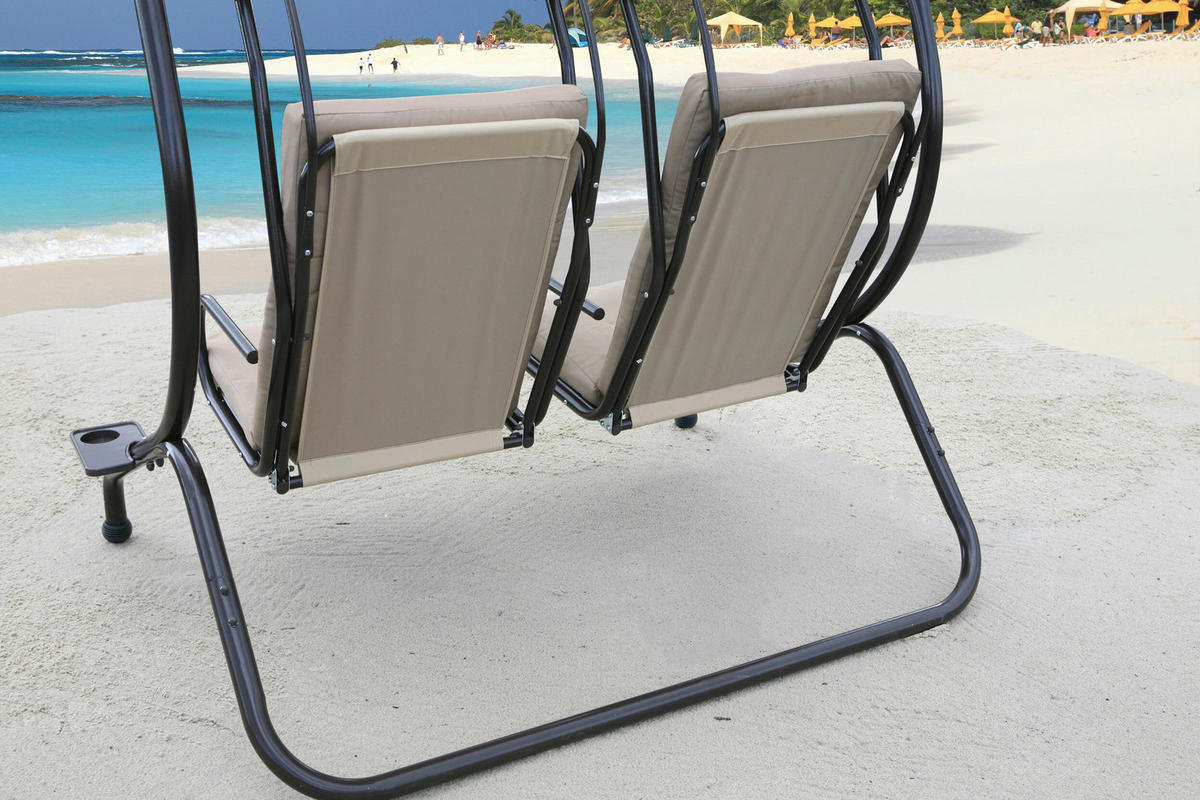 Grasekamp Hollywoodschaukel beige Stahl B/H/L: ca. 132x175x167 cm Hollywoodschaukel - beige (167,00/132,00/175,00cm) - Grasekamp