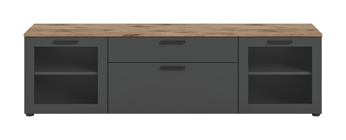 TV-Lowboard Niklas anthrazit Eiche Nox Oak Nachbildung B/H/T: ca. 185x52x40 cm Niklas - Eiche/anthrazit (185,00/52,00/40,00cm)