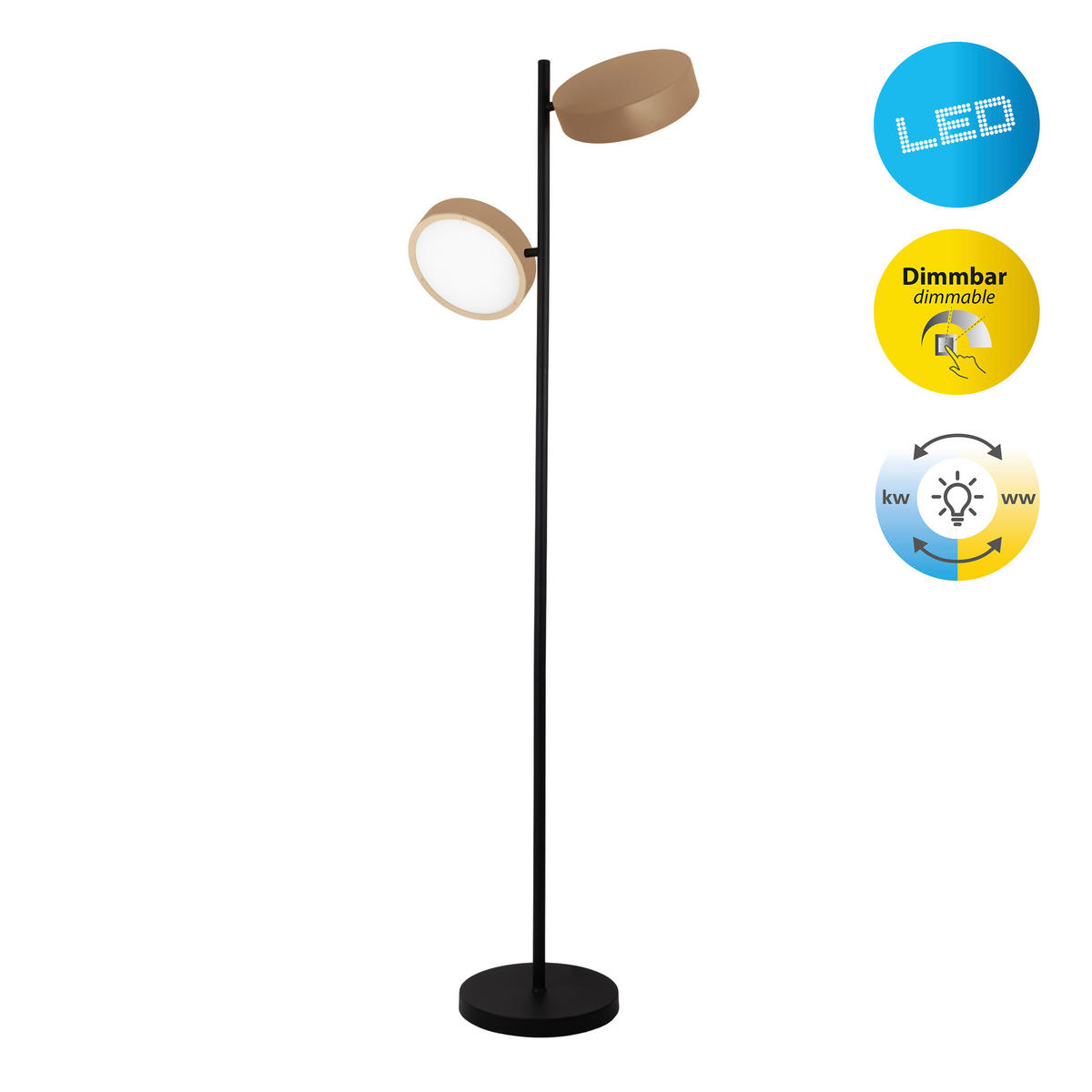 Näve Leuchten LED-Stehleuchte beige Kunststoff Metall B/H/T: ca. 53x165x28 cm TESSA - beige (53,00/165,00/28,00cm) - Näve Leuchten