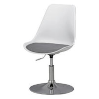 Drehstuhl weiß grau Chrom Kunststoff Stoff Metall Drehsessel - weiß/Chrom (46,00/88,00/46,00cm) - Amstyle