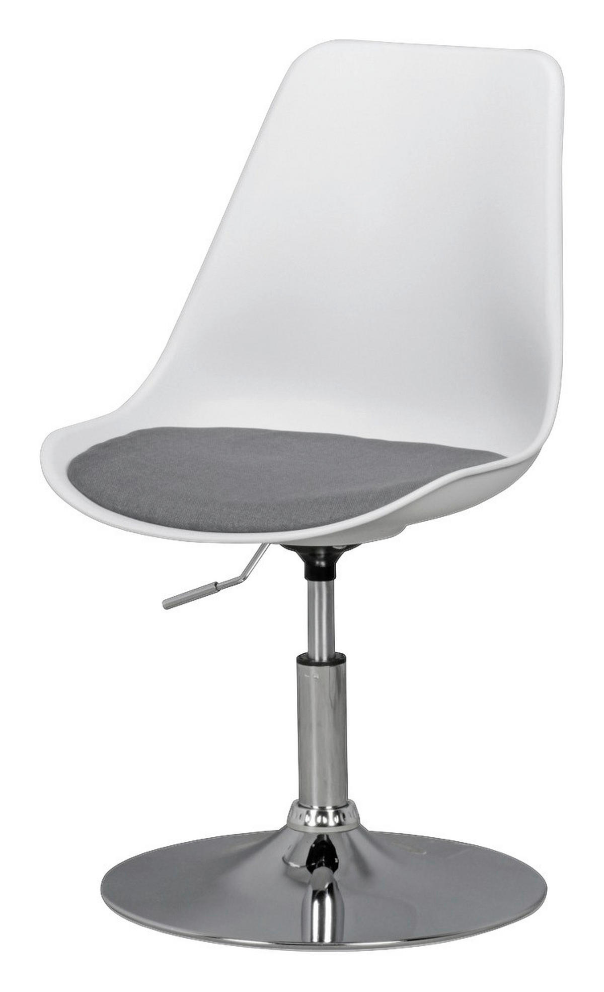 Drehstuhl weiß grau Chrom Kunststoff Stoff Metall Drehsessel - weiß/Chrom (46,00/88,00/46,00cm) - Amstyle