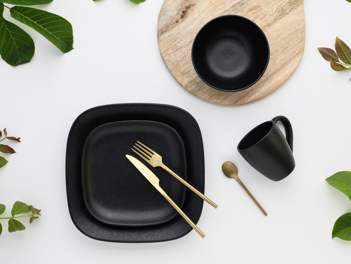 CreaTable Kombiservice Magic Black Square schwarz Steinzeug 16 tlg. Magic Black Square - schwarz - CreaTable