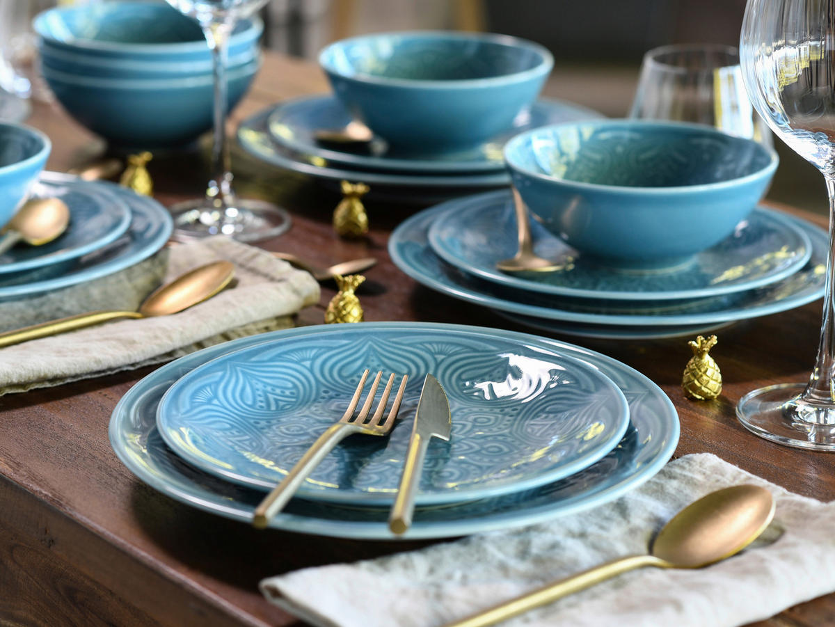 CreaTable Tafelservice Orient Mandala aqua Porzellan 18 tlg. Orient Mandala - aqua - CreaTable