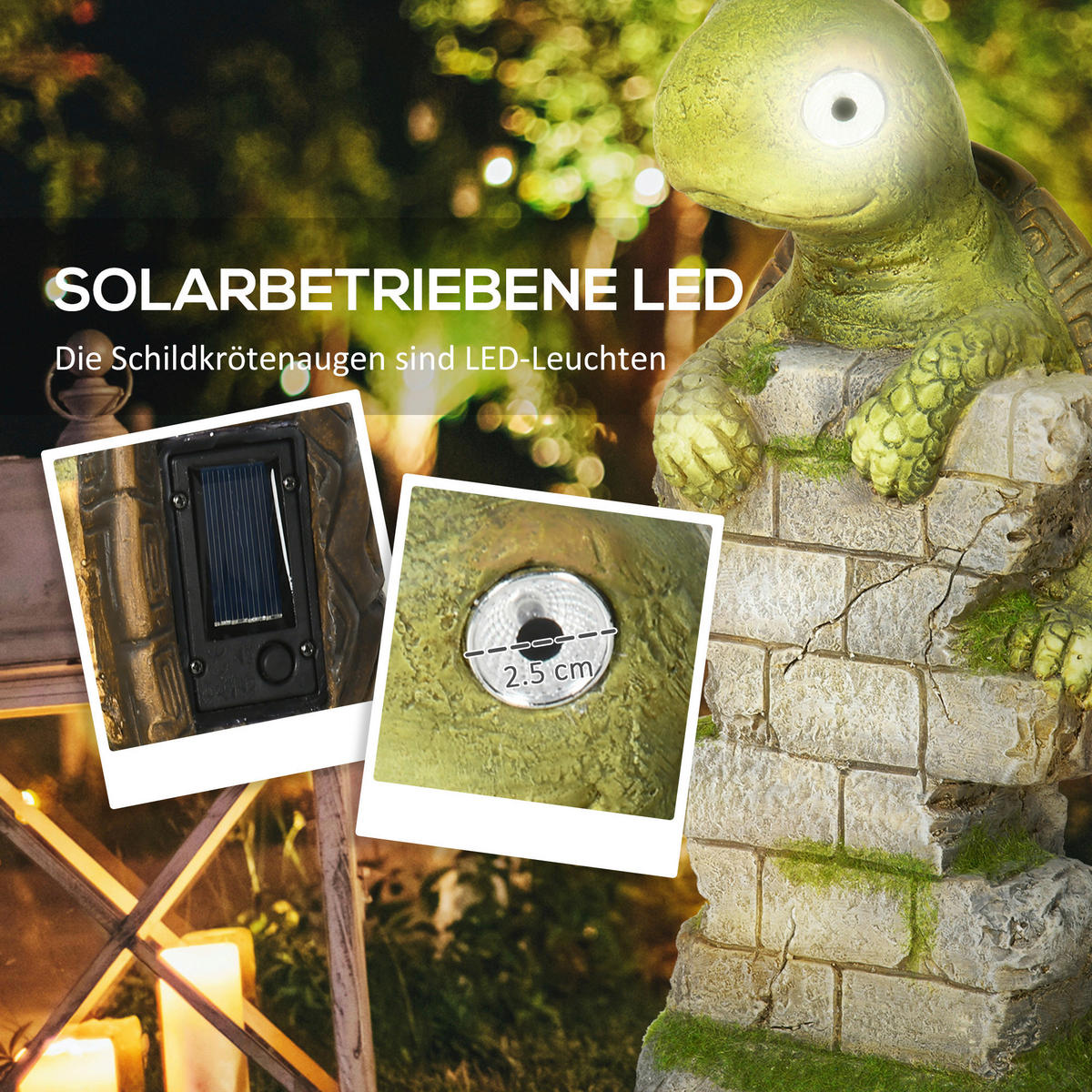 Outsunny Gartenstatue mit LED-Beleuchtung Gartenstatue_mit_LED-Beleuchtung - natur (17,50/18,50/36,50cm) - Outsunny