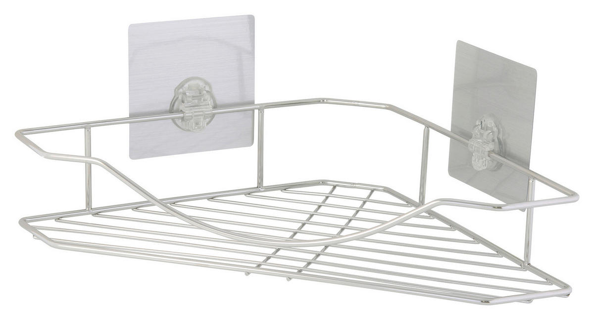 Bad-Eckregal silber Edelstahl B/H/L: ca. 26,5x7x26,5 cm Bad-Eckregal_Nizza - silber/transparent (26,50/26,50/7,00cm) - Axentia