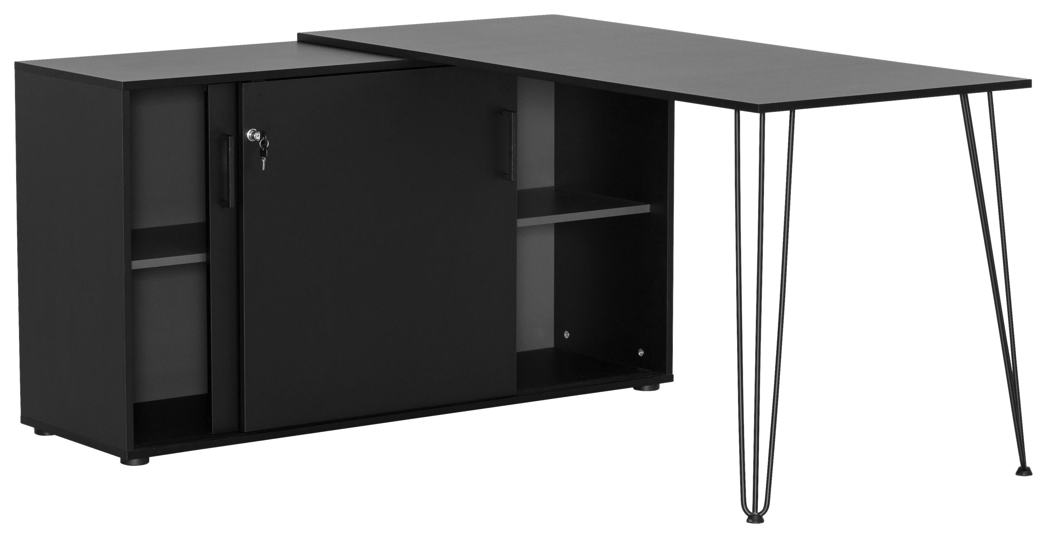 Eckschreibtisch Ekko schwarz matt B/H/T: ca. 129,5x73,8x145 cm Ekko - schwarz (129,50/73,80/145,00cm) - Möbelpartner