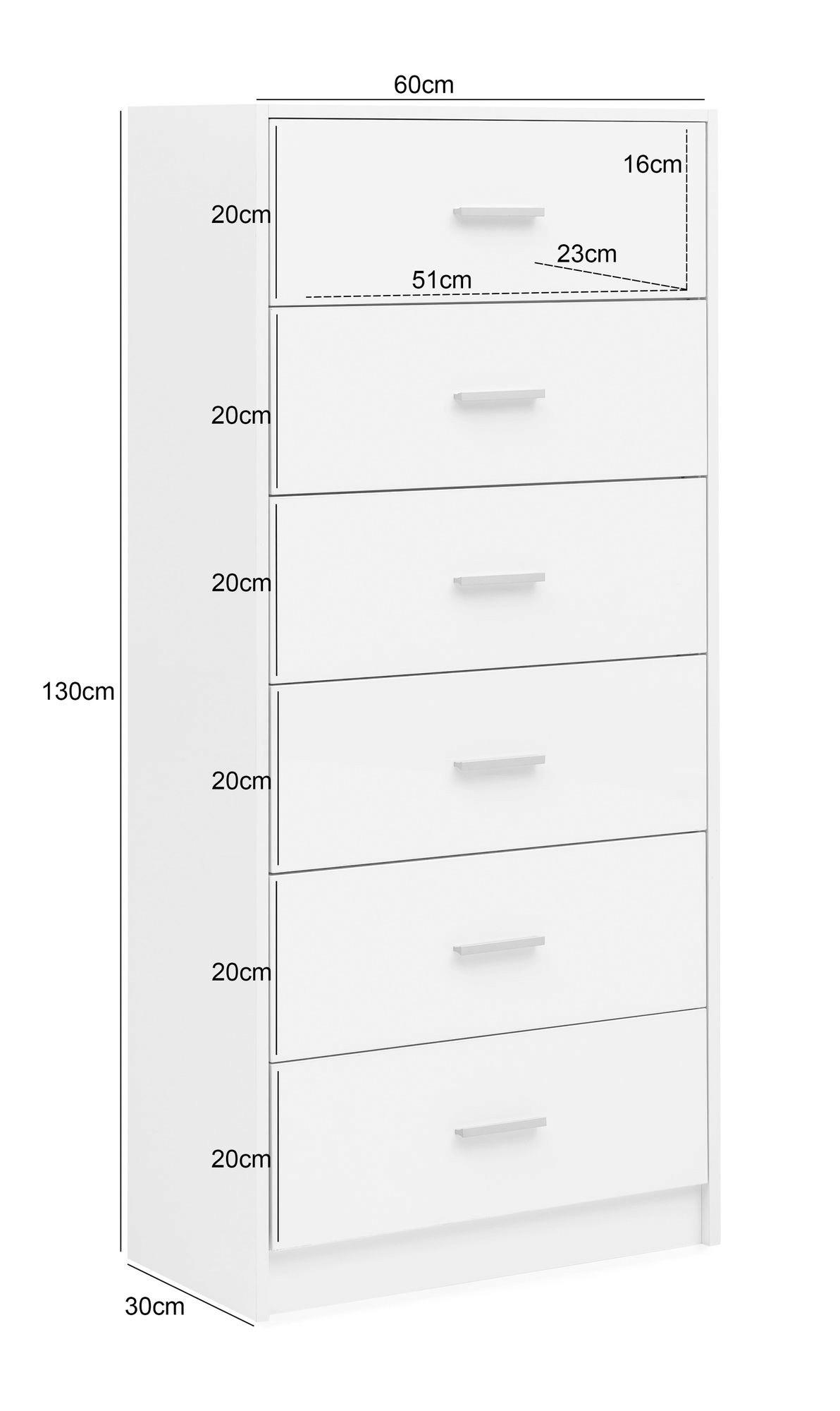 Highboard weiß B/H/T: ca. 60x130x30 cm Highboard - weiß (60,00/130,00/30,00cm)