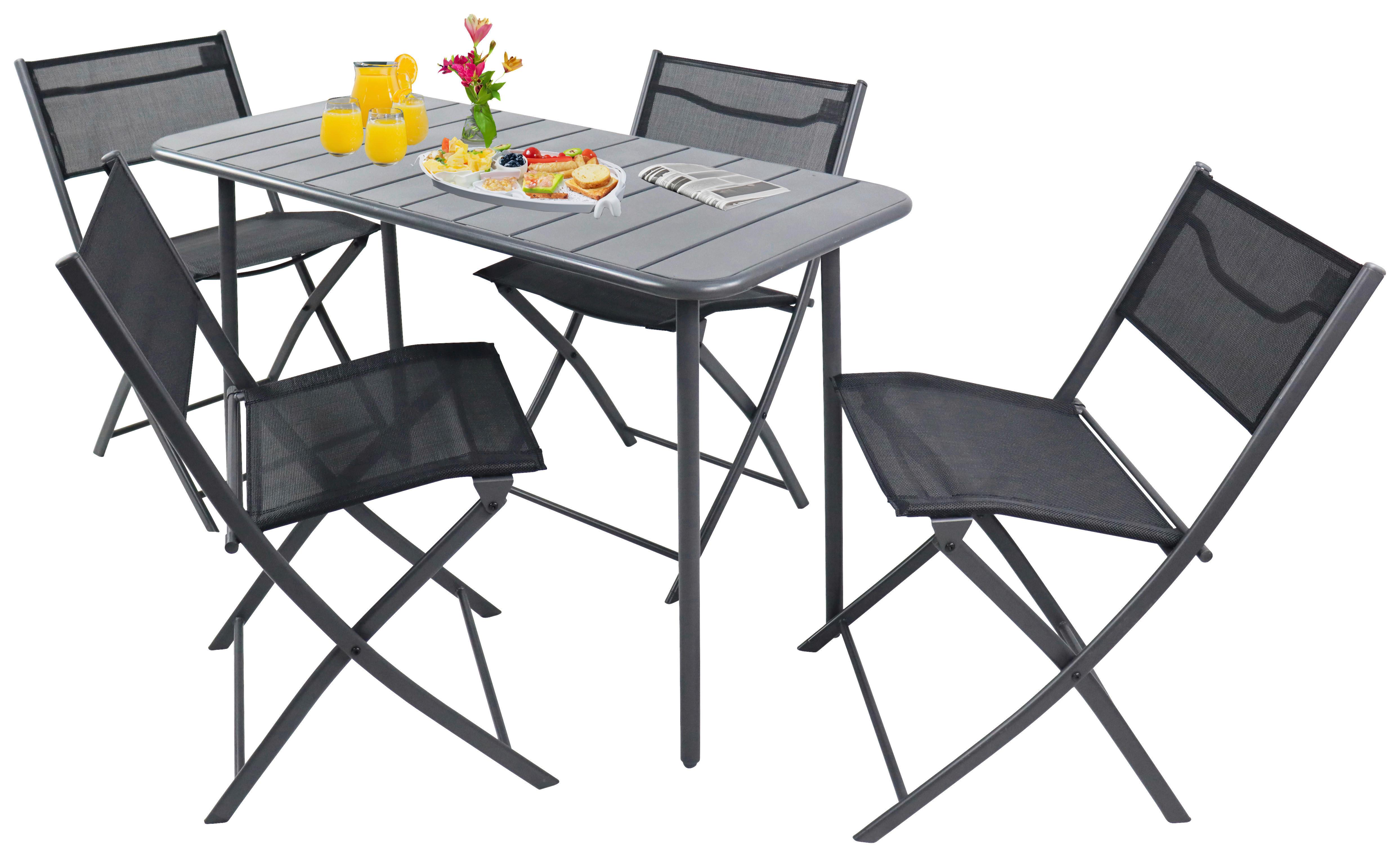 VCM Gartensitzgruppe Sumila schwarz Stahl B/H/L: ca. 45x79x46 cm Sumila - schwarz (46,00/45,00/79,00cm) - VCM