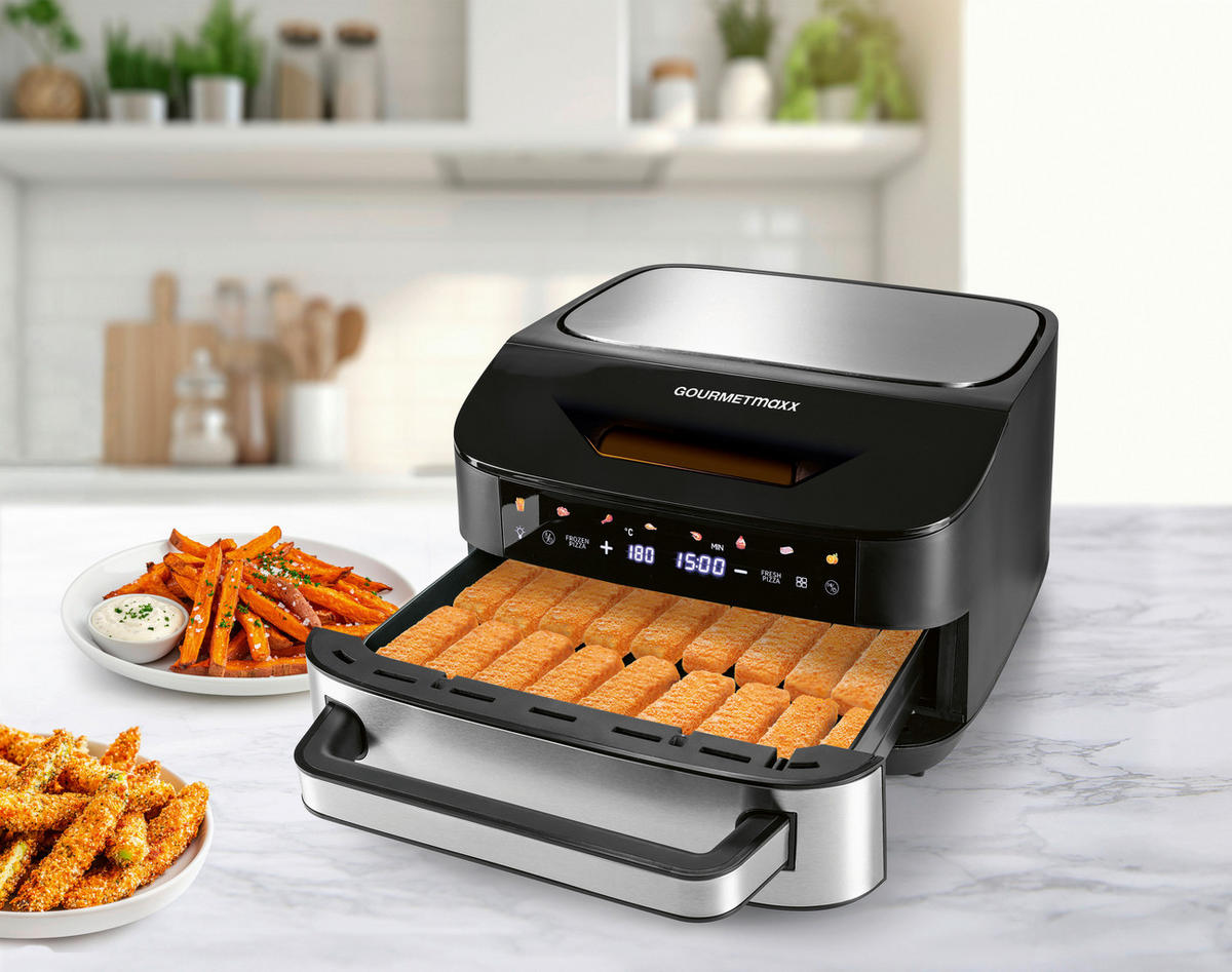 GOURMETmaxx Heißluftfritteuse Heißluftfritteuse - schwarz/silber (32,50/41,00/24,00cm) - GOURMETmaxx