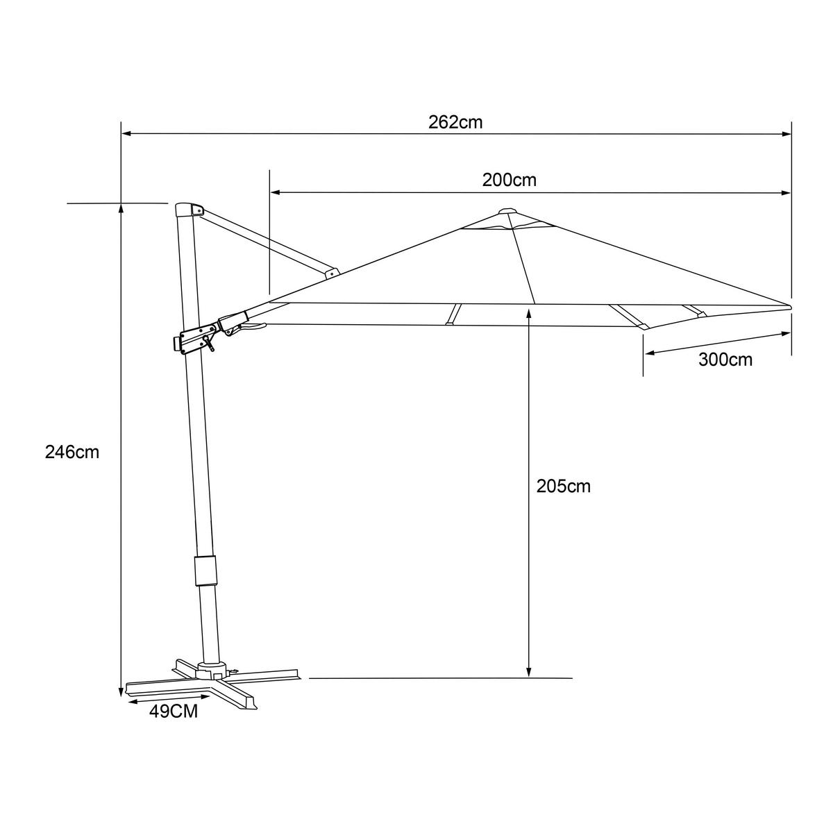 AXI Outdoor Living Ampelschirm Milad anthrazit Metall B/H/L: ca. 200x250x300 cm Milad - anthrazit/grau (300,00/200,00/250,00cm) - AXI Outdoor Living