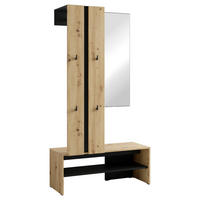 Garderobenset NANTE Eiche schwarz B/H/T: ca. 100x186x40 cm NANTE - Eiche/schwarz (100,00/186,00/40,00cm) - byLIVING